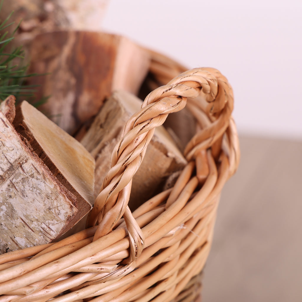 Wicker Log Basket With Lining
