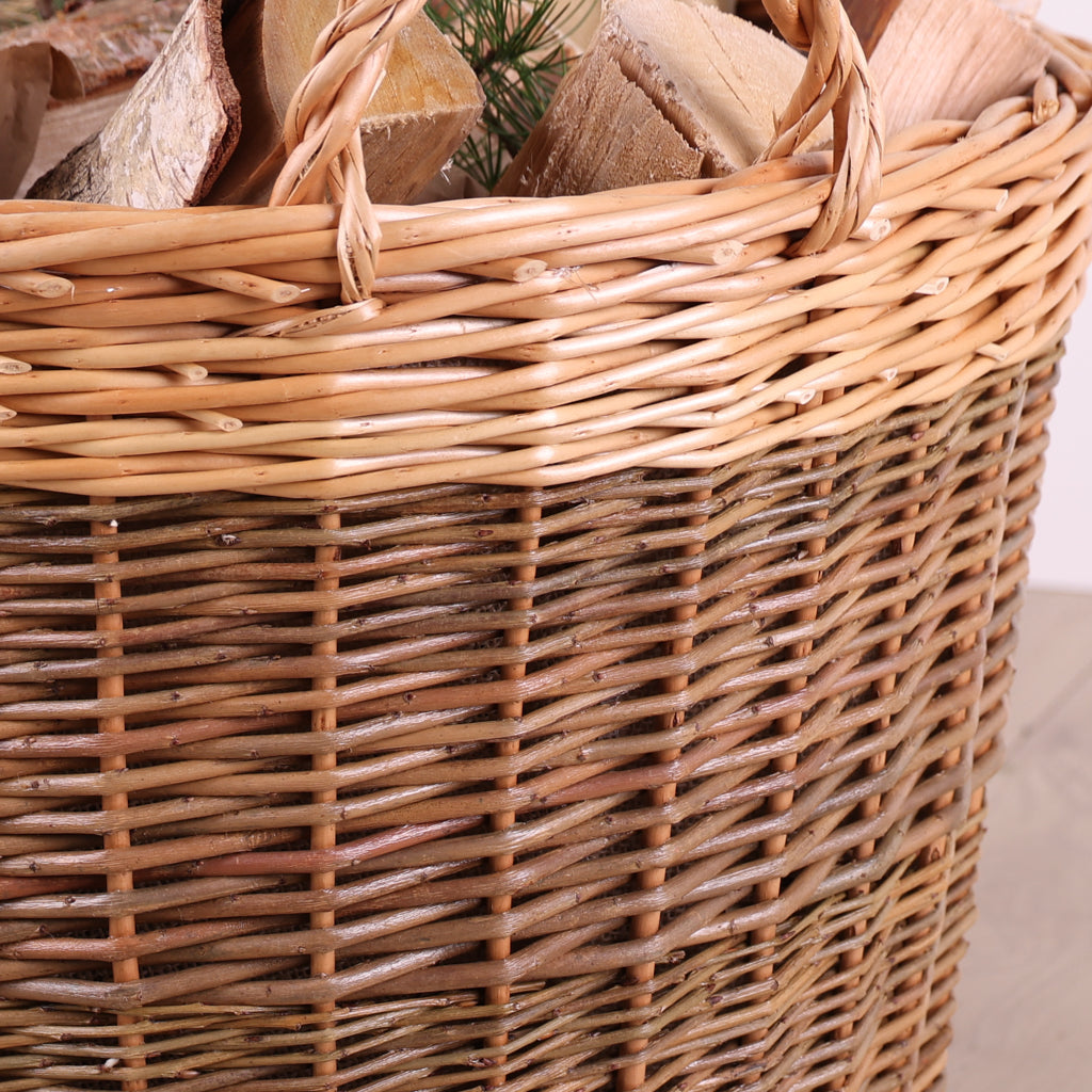 Wicker Log Basket With Lining