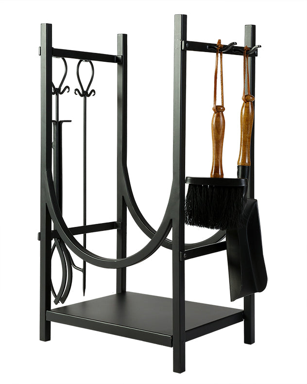 Mayfair Black Fire Tools and Log Storage Unit