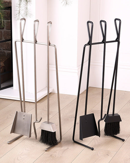 pewter finish and matte black companion set