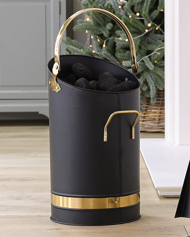 black brass coal bucket