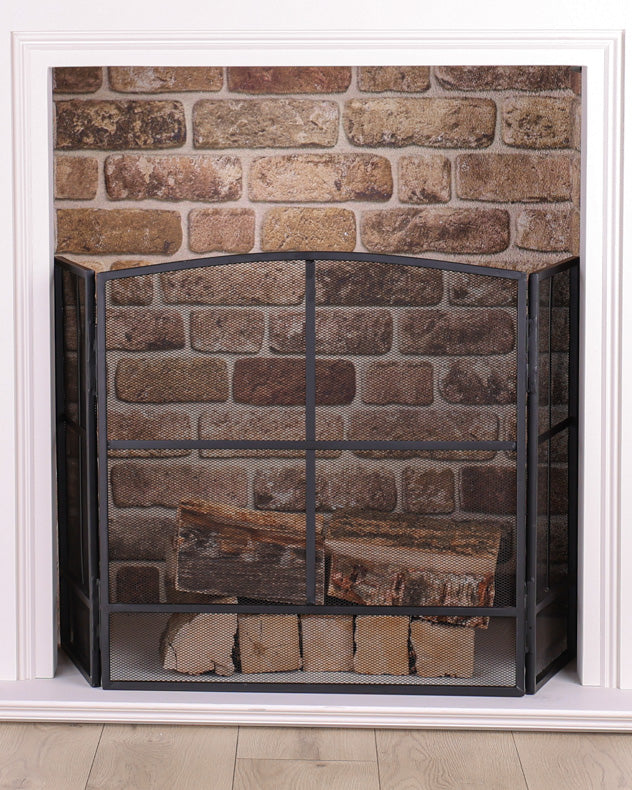 black window pane fire screen