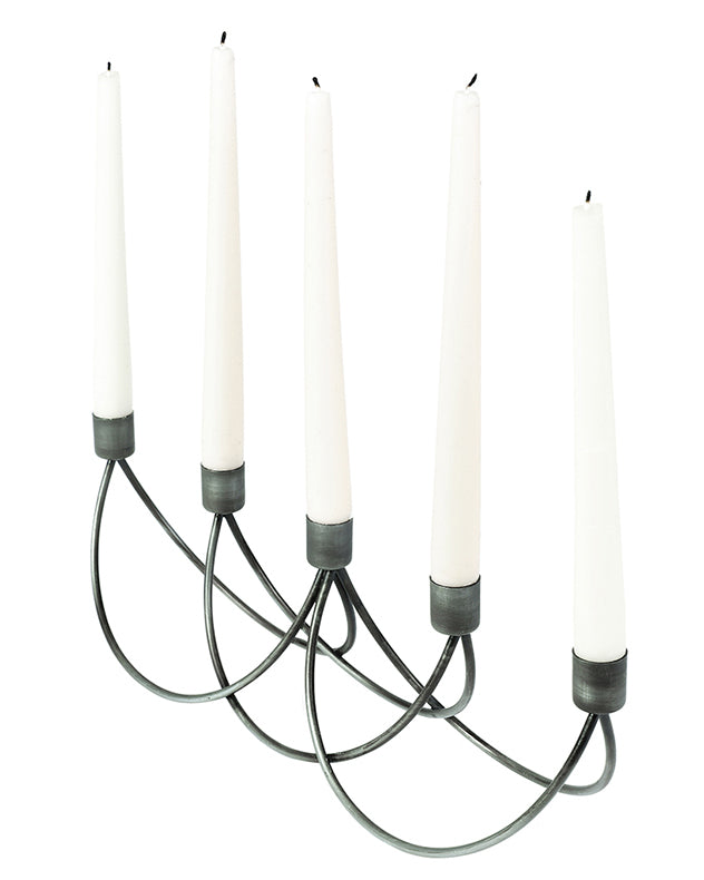 Black Wave Taper Candle Holder