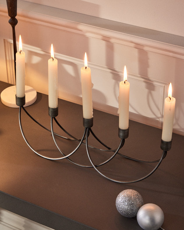 Black Wave Taper Candle Holder