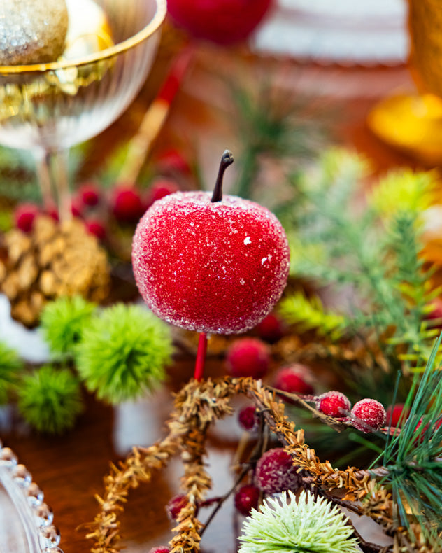 red glazed sugar apple garland centrepiece