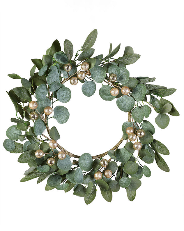 Gold Berry Eucalyptus Wreath and Garland Collection