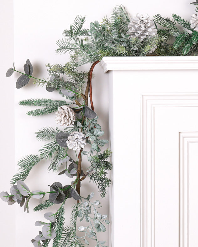 christmas garland on mantle