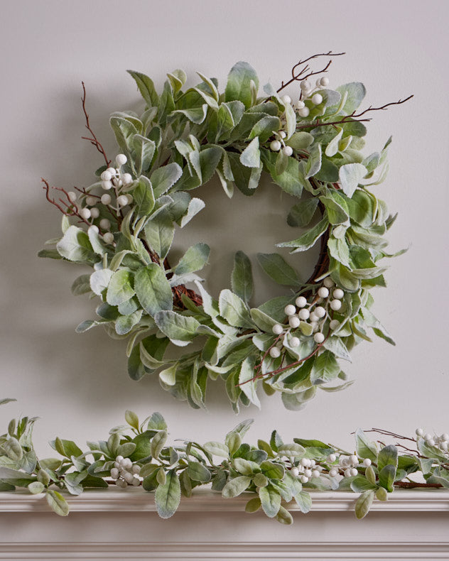 Mistletoe Berry Lamb's Ear Wreath and Garland Collection