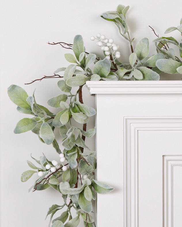 christmas garland on mantle