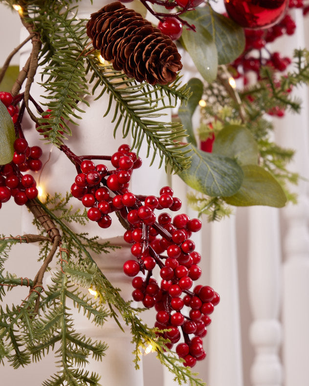 red berry and pinecone christmas garland