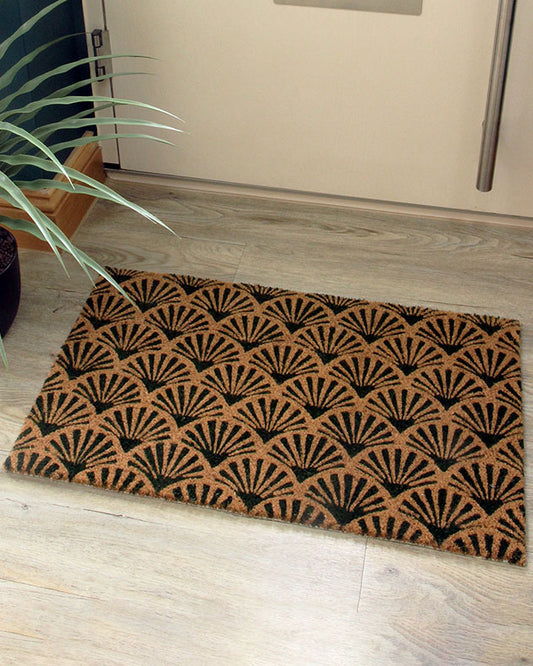 Art Deco Style Natural Coir Palm Leaf Doormat