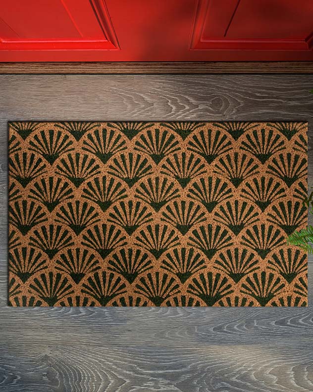 Art Deco Style Natural Coir Palm Leaf Doormat