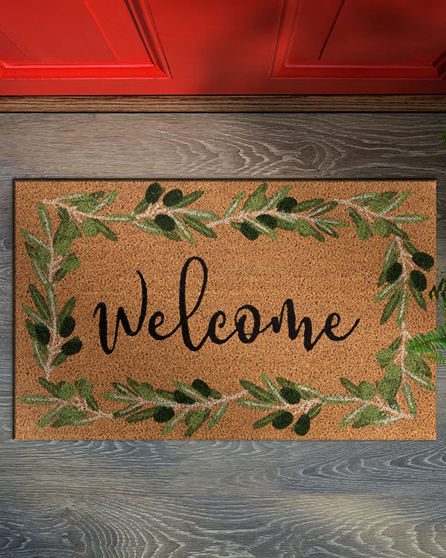 Ola Natural Coir Olive Wreath Doormat
