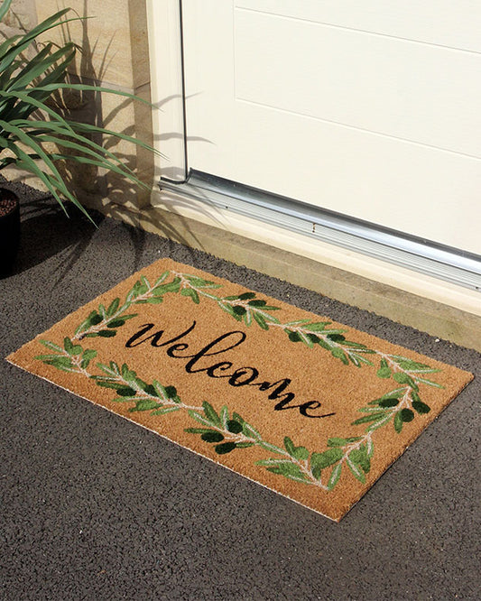 Ola Natural Coir Olive Wreath Doormat