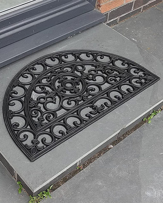 Gothic Style Non-Slip Half Moon Rubber Doormat