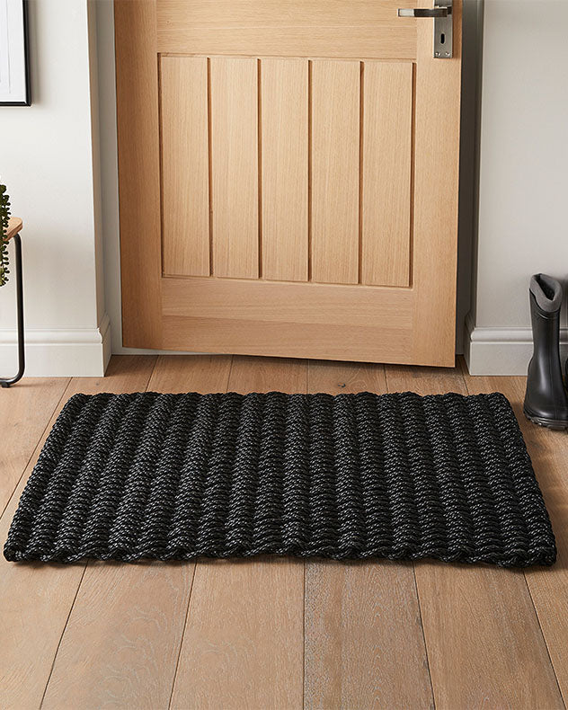 Runswick Charcoal Black Braided Door Mat