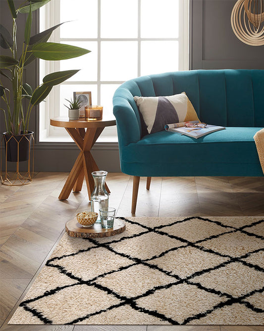 Braemar Argyle 120x170cm Cream And Black Rug