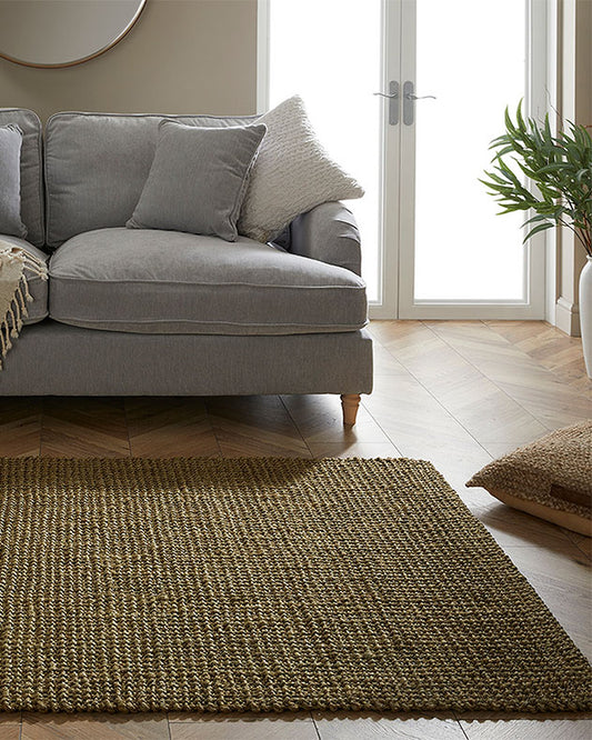Sandsend Olive Handwoven Jute Rug