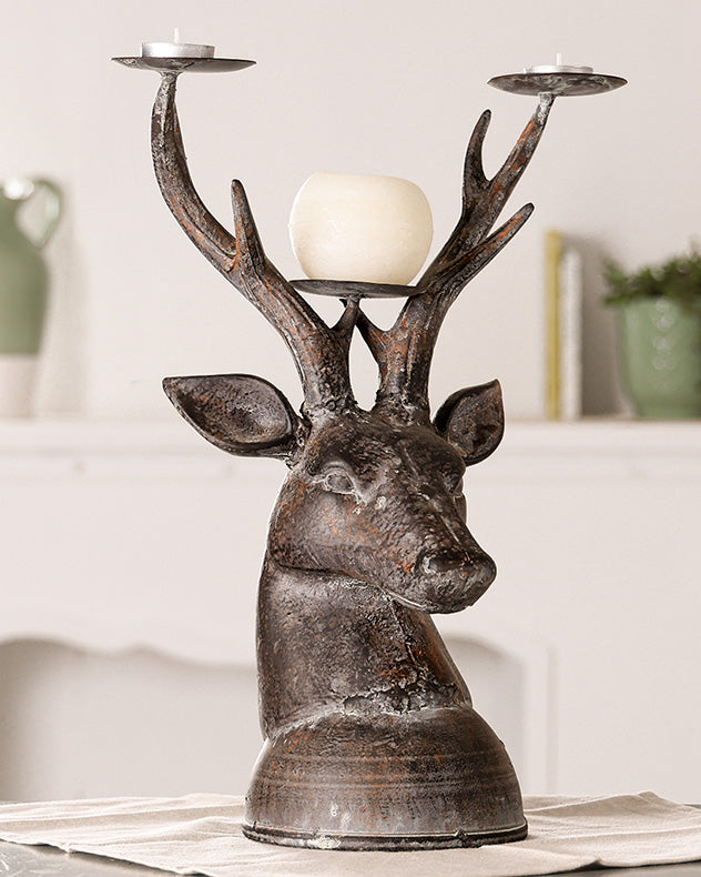 stags head candle holder