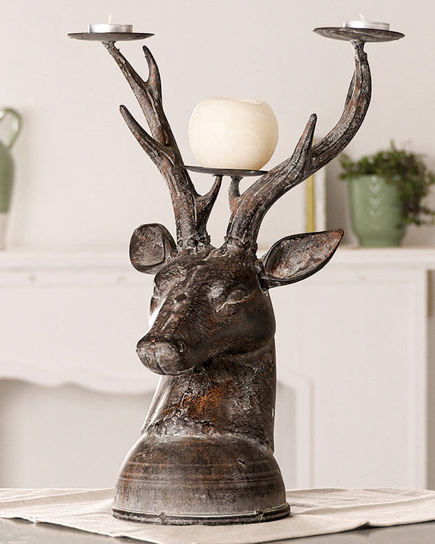 3 candle holder stags head