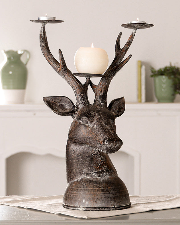 regal stags head candle holder