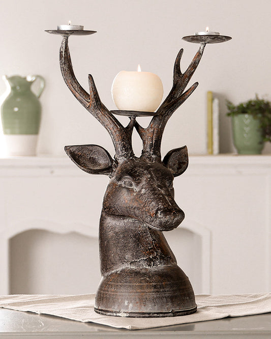 regal stags head candle holder