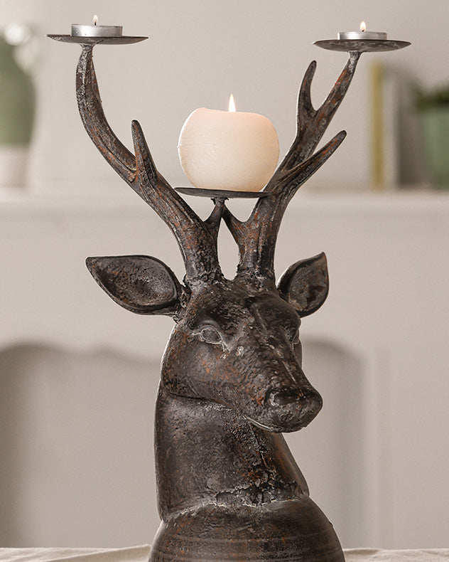 stags head candle holder