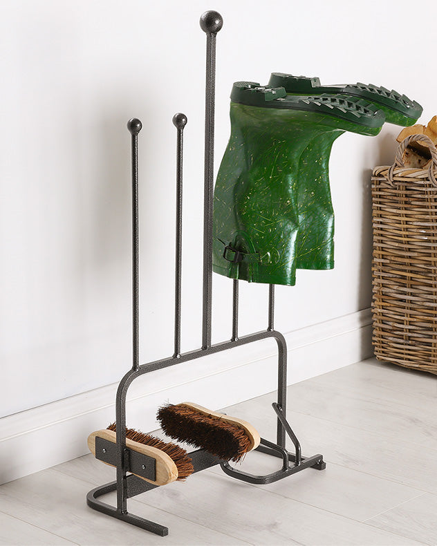 Heavy Duty Twin Wellington Boot Rack & Boot Brush