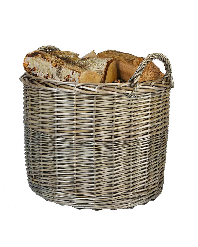 Set of Two Rustic Willow Log Baskets