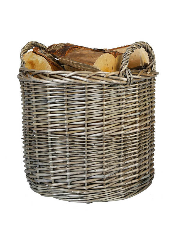 Set of Two Rustic Willow Log Baskets