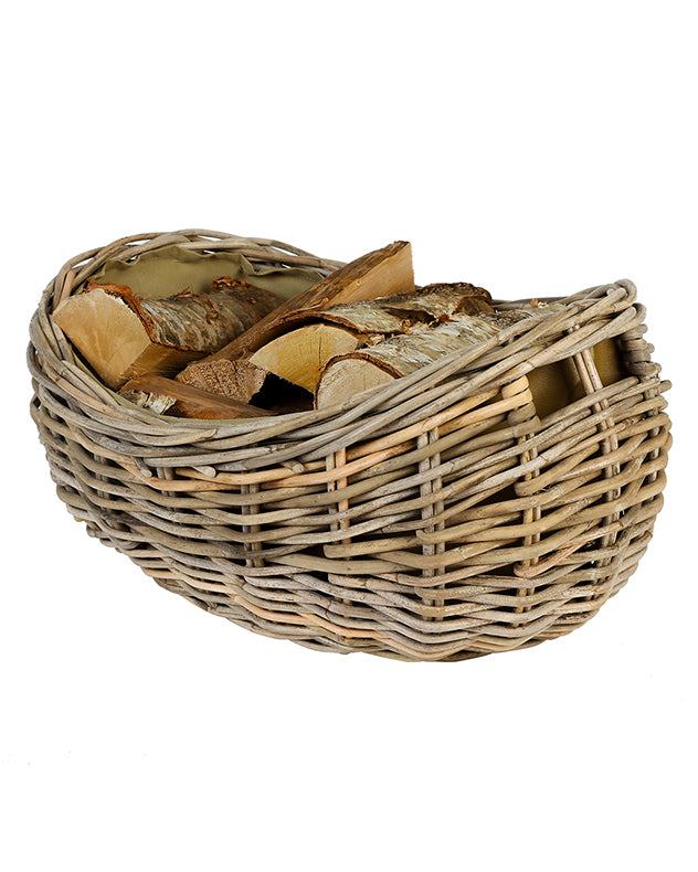 Small Boat Shaped Rattan Log Basket