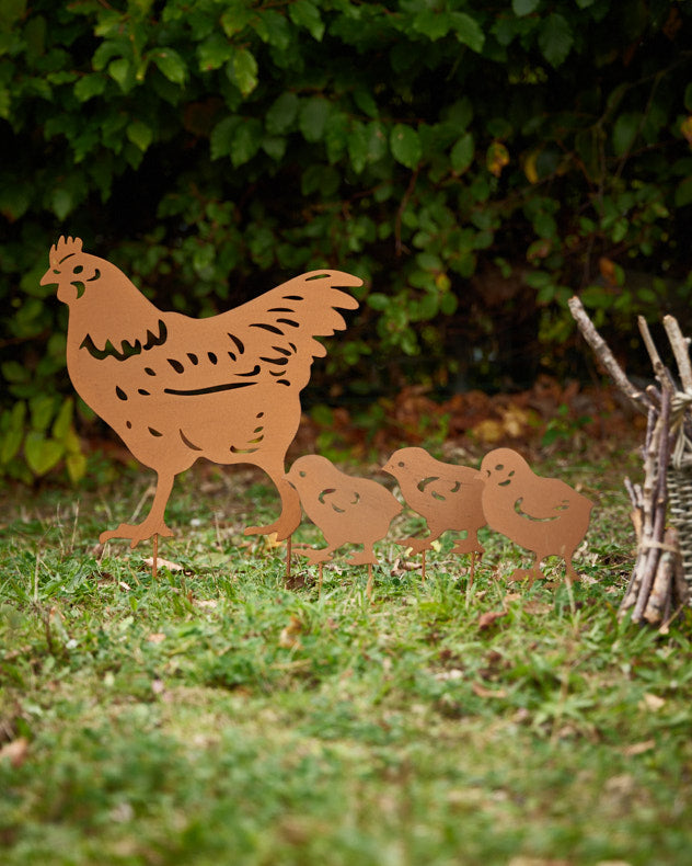 Hen Family Outing Garden Ornament