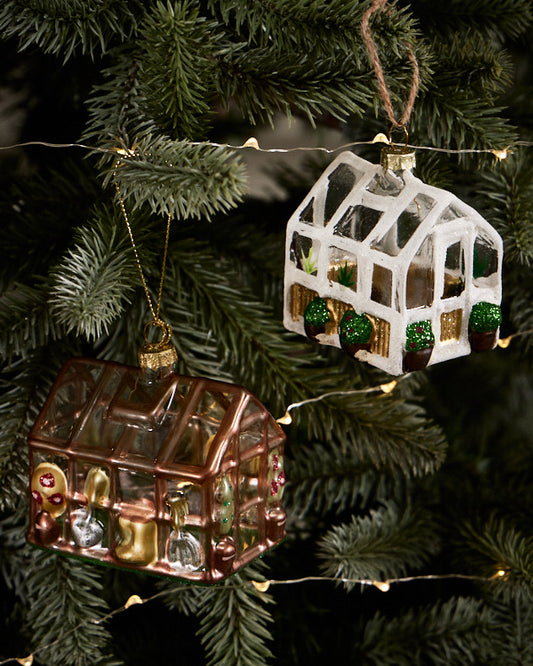Set of 2 Greenhouse Glass Baubles
