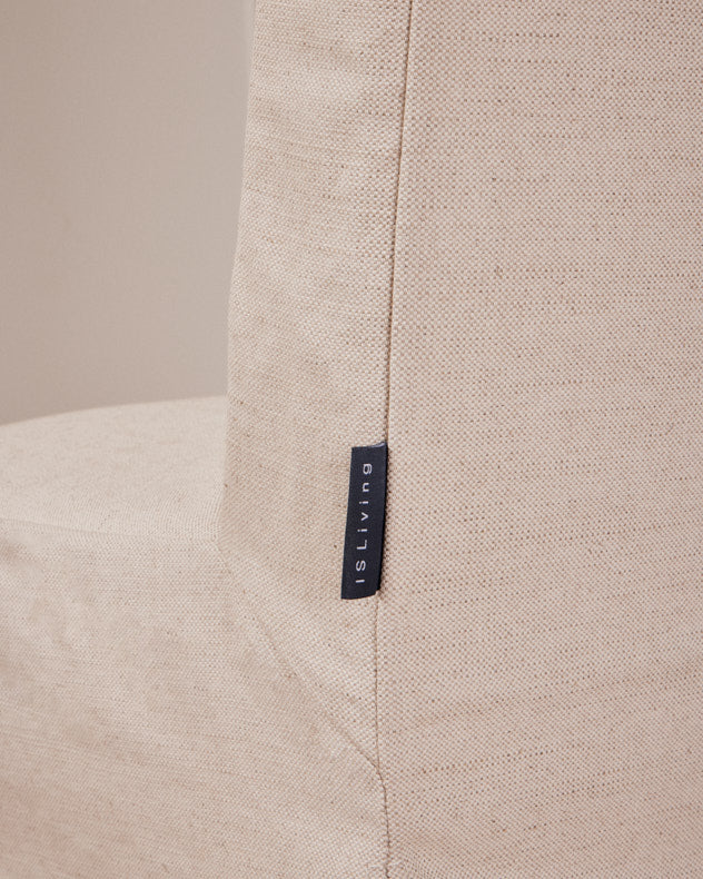 natural dining room chair with chair cover