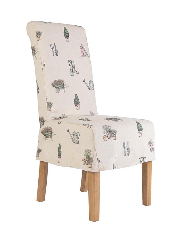 garden print dining room chair with seat cover