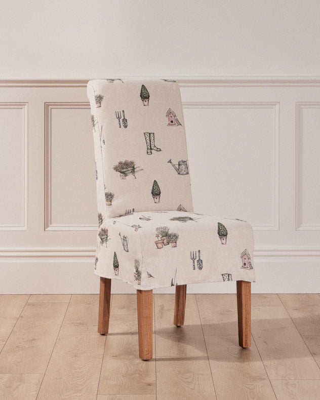 dining room chair with garden print