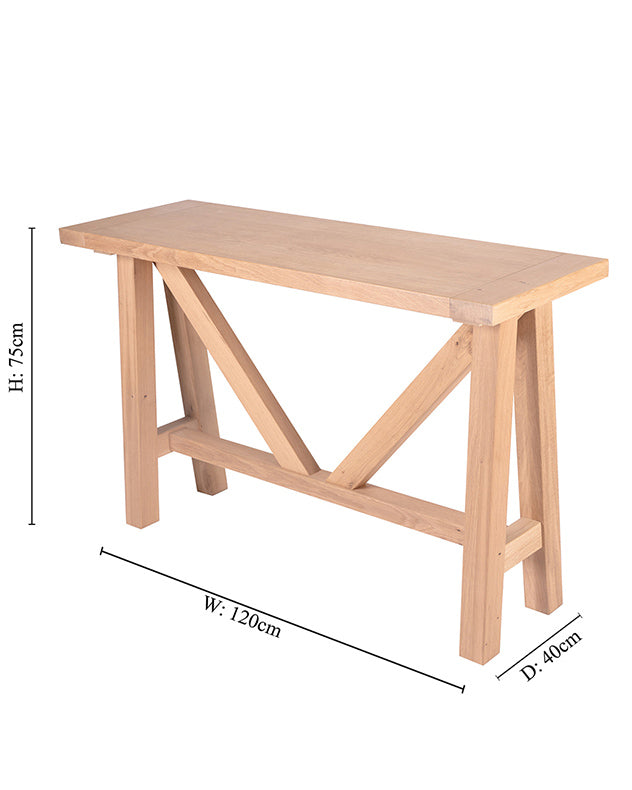 solid oak console table
