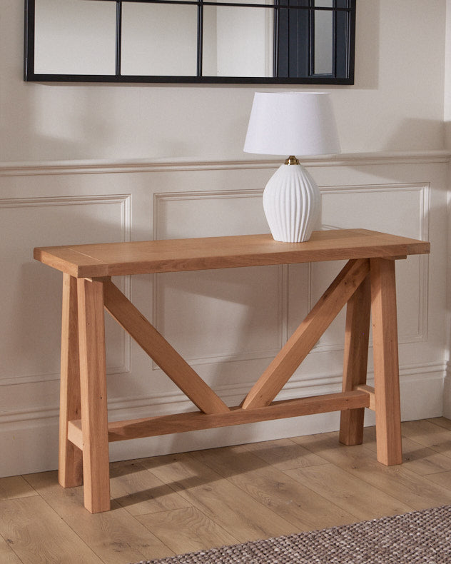 wood side table hallway living room
