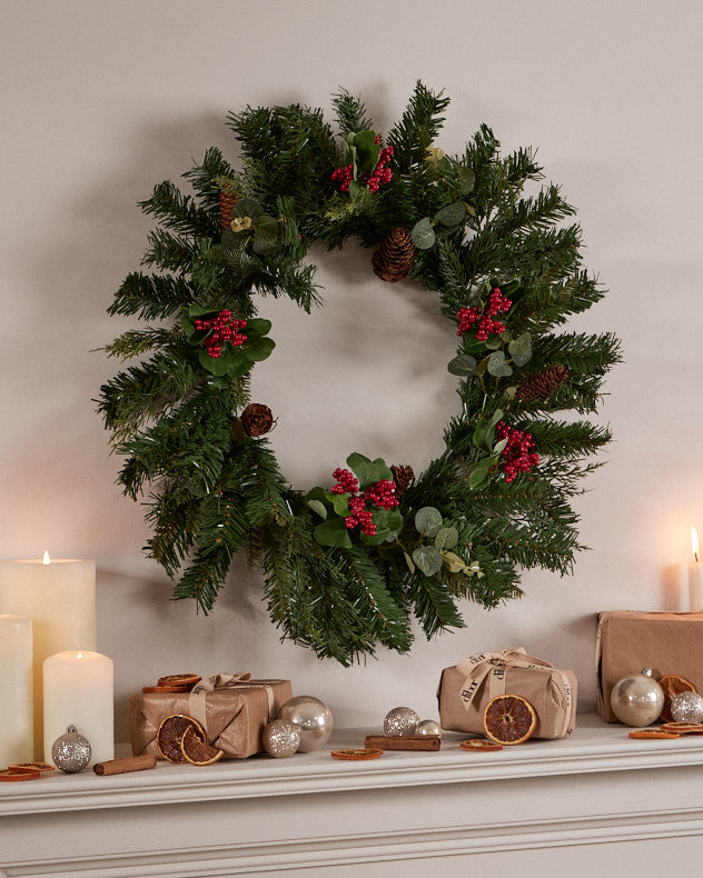 Berry and Bright Eucalyptus Wreath 60cm