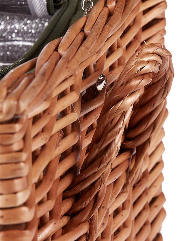 Four Person Green Tweed Chest Picnic Hamper