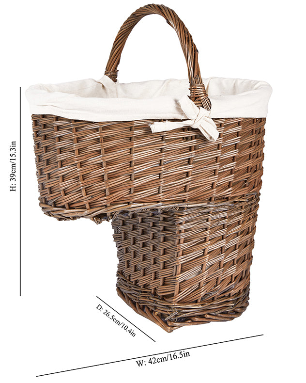 Willow Stair Basket With White Lining