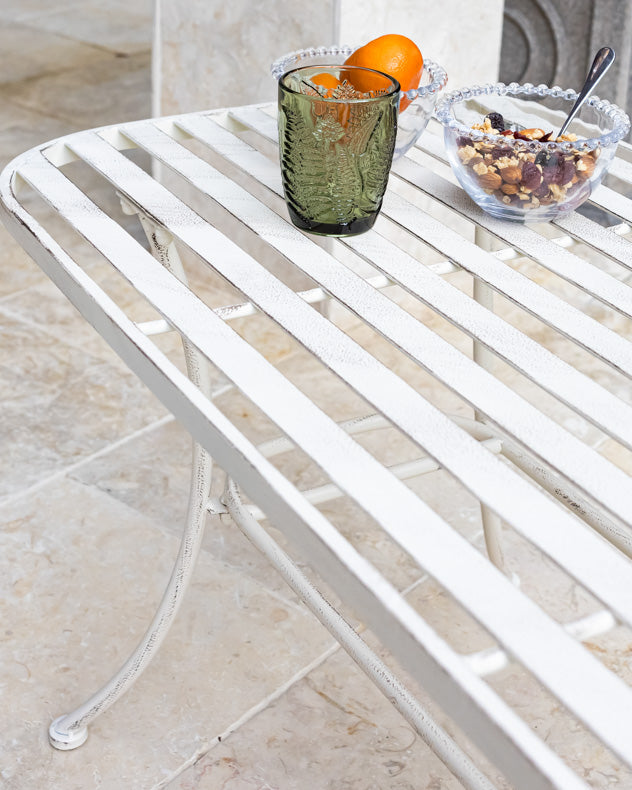 Vintage Cream Iron Slatted Coffee Table