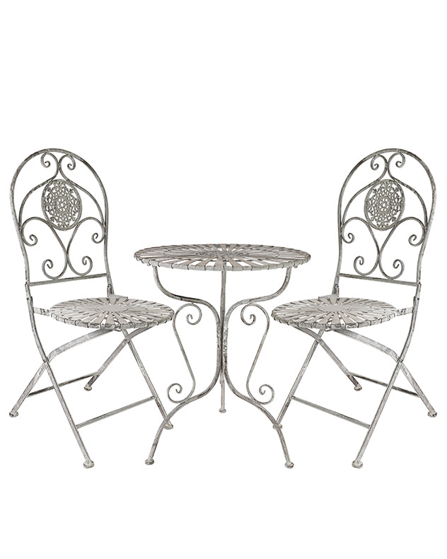 Vintage Grey Iron 3 Piece Bistro Set