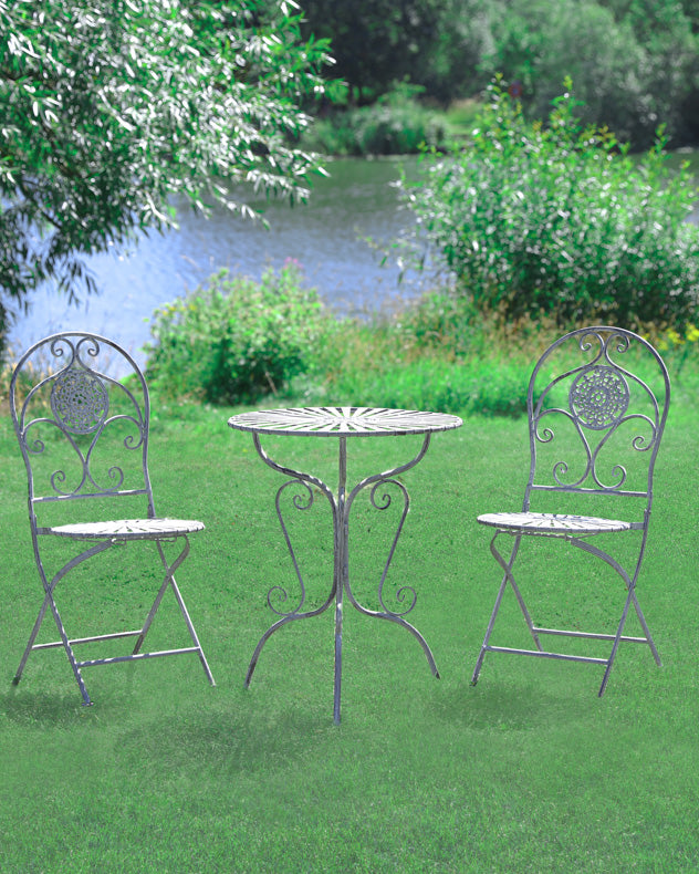 Vintage Grey Iron 3 Piece Bistro Set