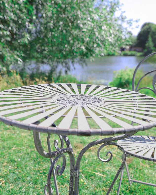 Vintage Grey Iron 3 Piece Bistro Set