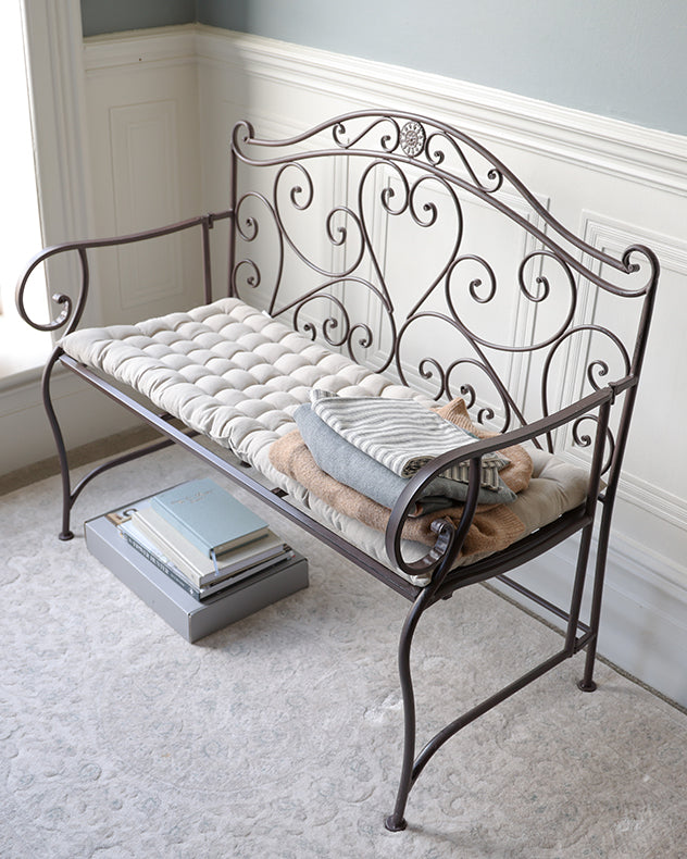Vintage Heart Scrolled Iron Garden Bench