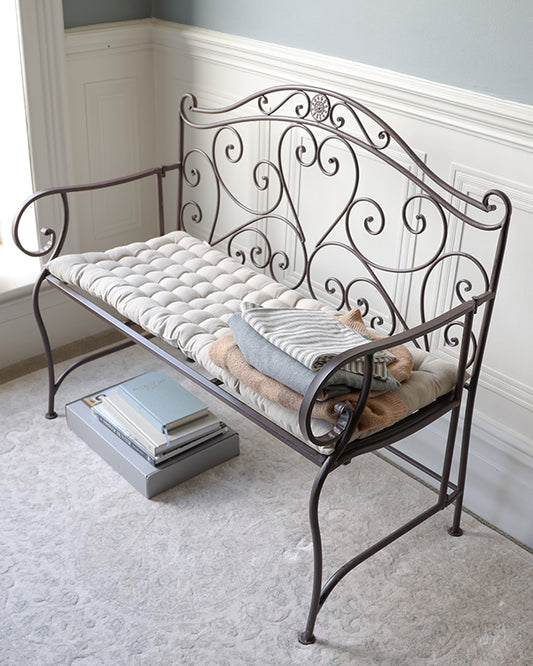Vintage Heart Scrolled Iron Garden Bench