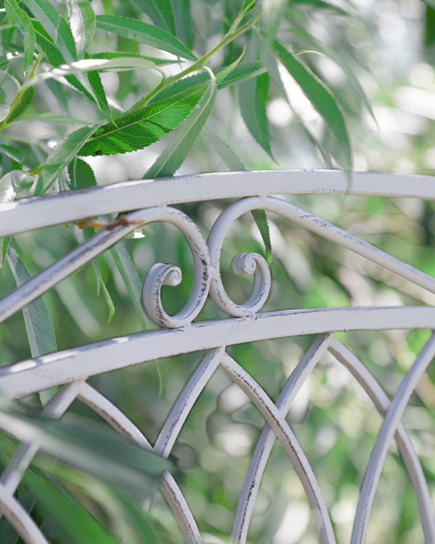 Arched Cream Iron Garden Bench