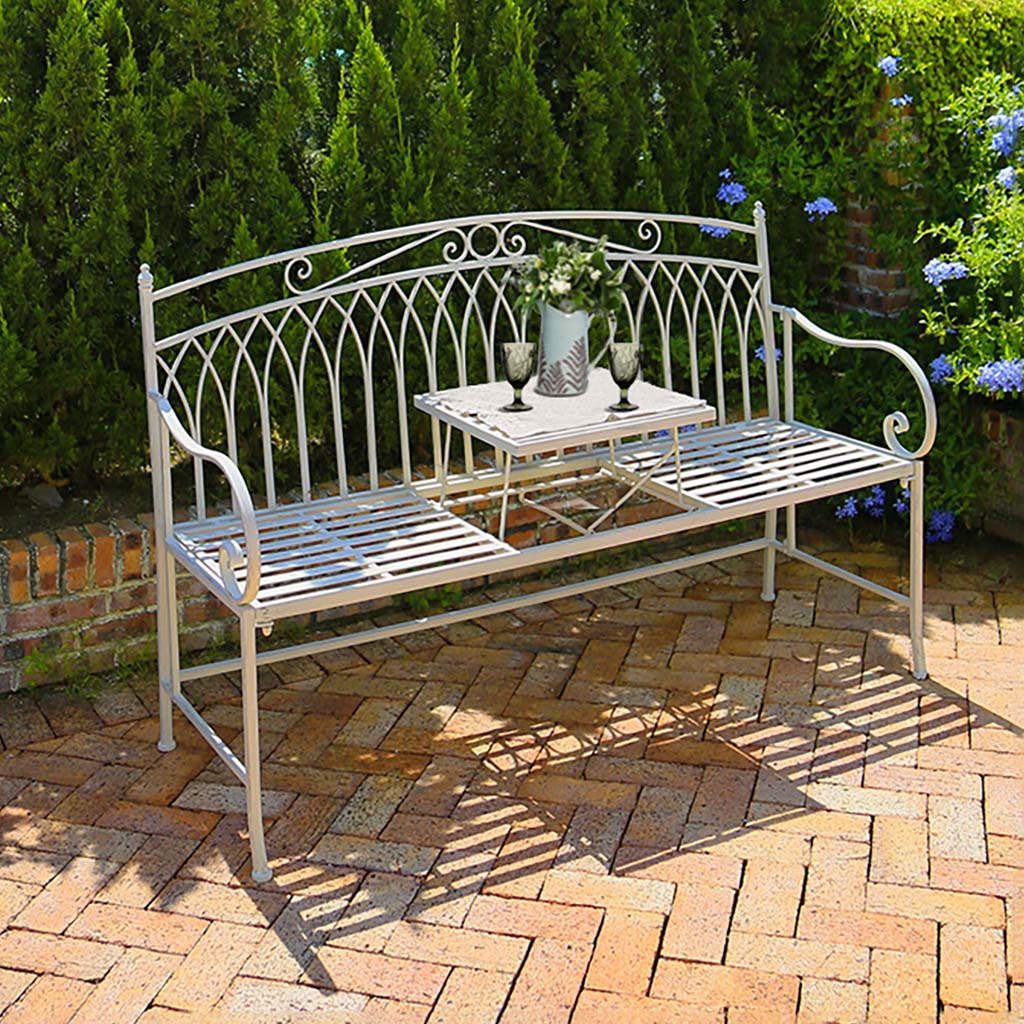 Large Cream Arched Companion Seat Bench