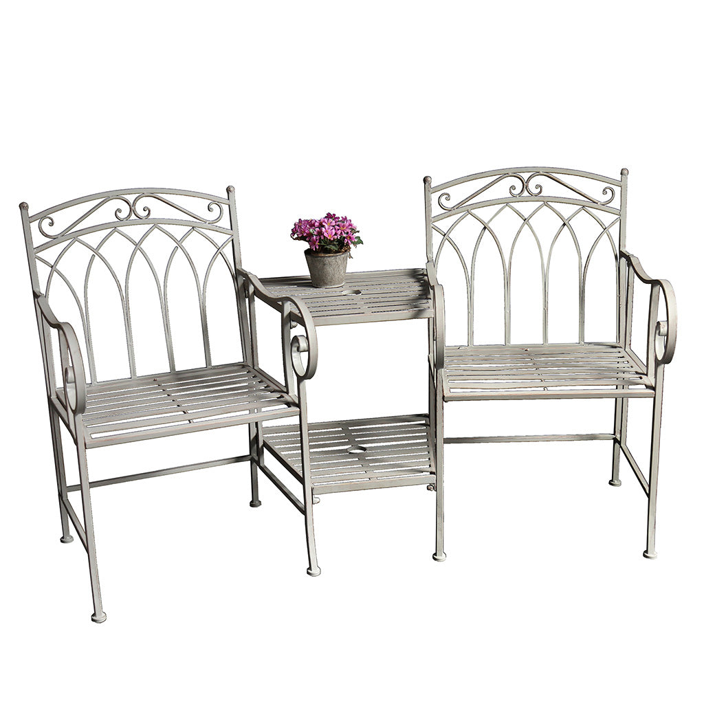Vintage Grey Arched Iron Companion Seat